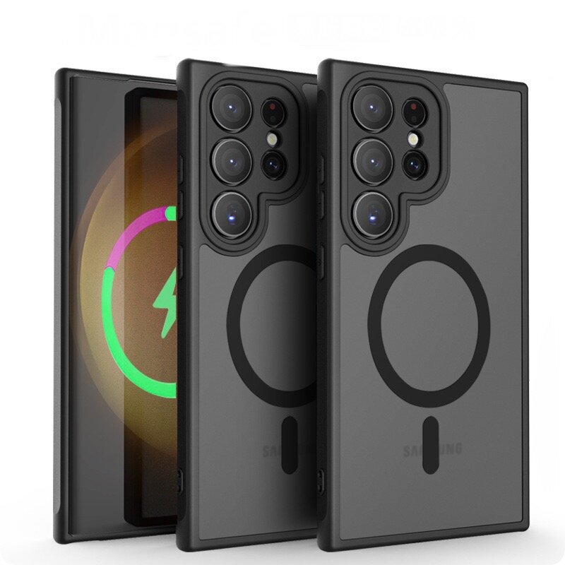 Чехол Creative Case для Samsung S24 Ultra (Самсунг С24 ультра) магнитный, совместимый с MagSafe (магсейф), противоударный, черный — фото 1