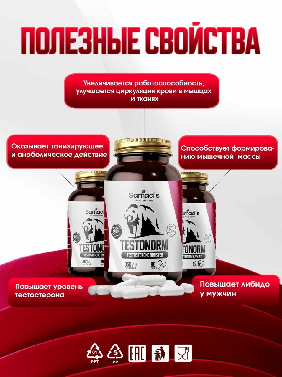 Изображение Бустер тестостерона SAMAD'S Testonorm, капсулы, без вкуса, 90 шт