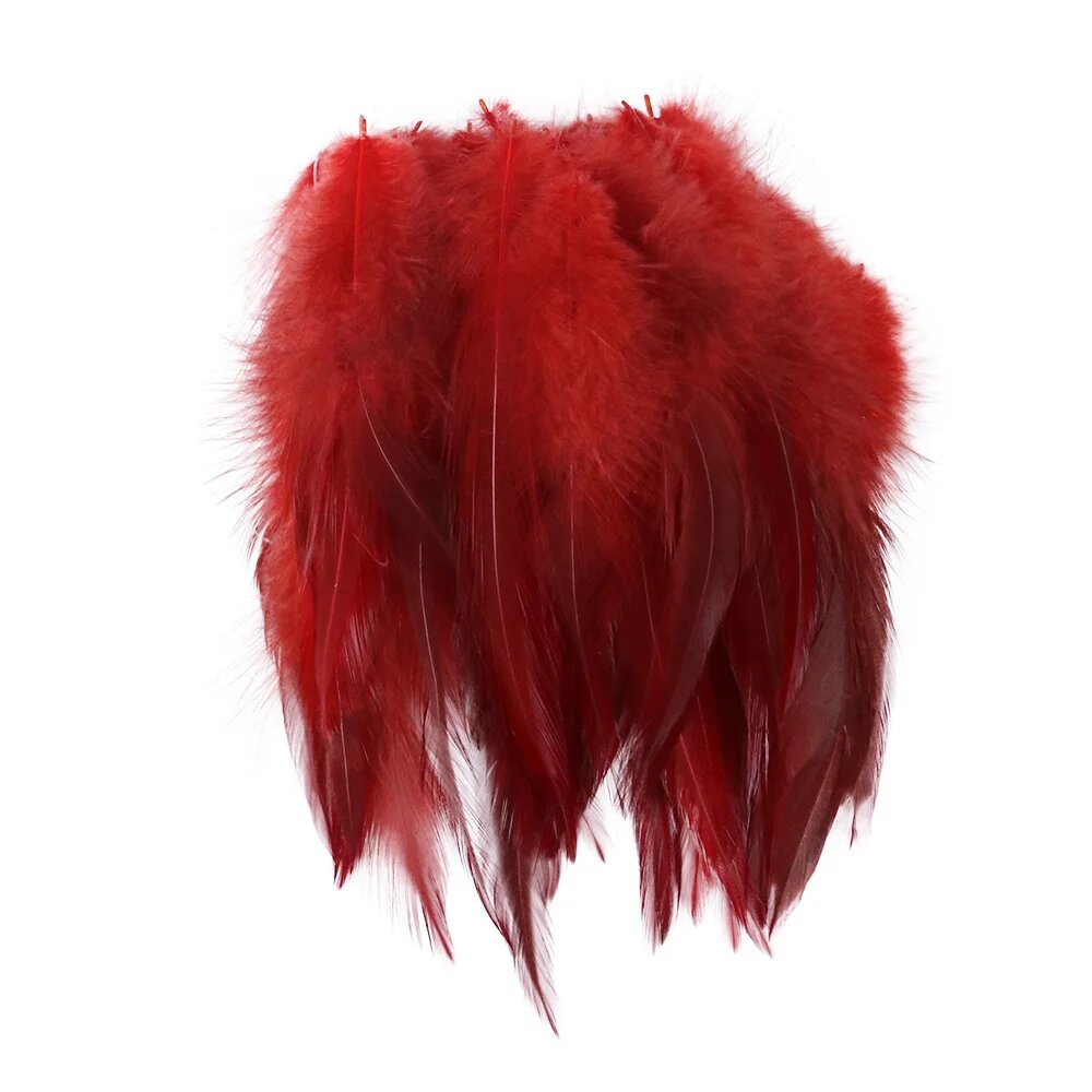 Натуральные перья петуха для рукоделия 50 шт, Red, 50PCS