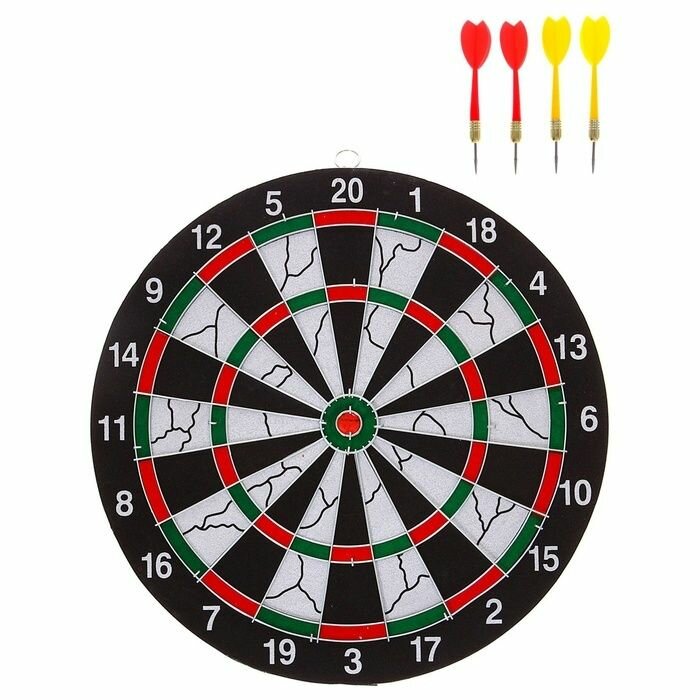 Дартс КНР D 30 см, двусторонний, 4 дротика (580185)