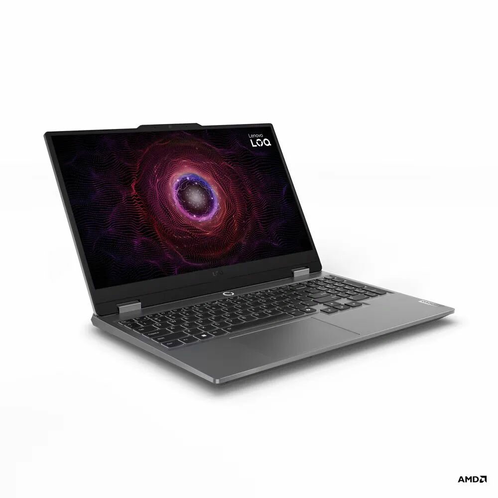 15.6" Игровой ноутбук Lenovo LOQ 15ARP9, AMD Ryzen 7 7435HS 3.1 ГГц, RAM 16 ГБ LPDDR5х, SSD 512 ГБ, NVIDIA GeForce RTX 4070 (8ГБ), Windows 11 Pro + MS Office Pro, Серый, Русская раскладка — фото 1
