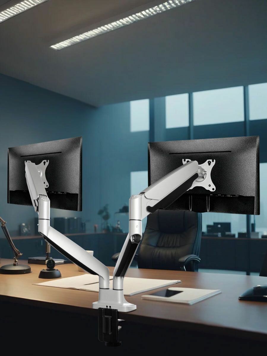 Кронштейн для двух мониторов настольный Kromax OFFICE-22 / до 35" / до 2x15 кг — фото 1