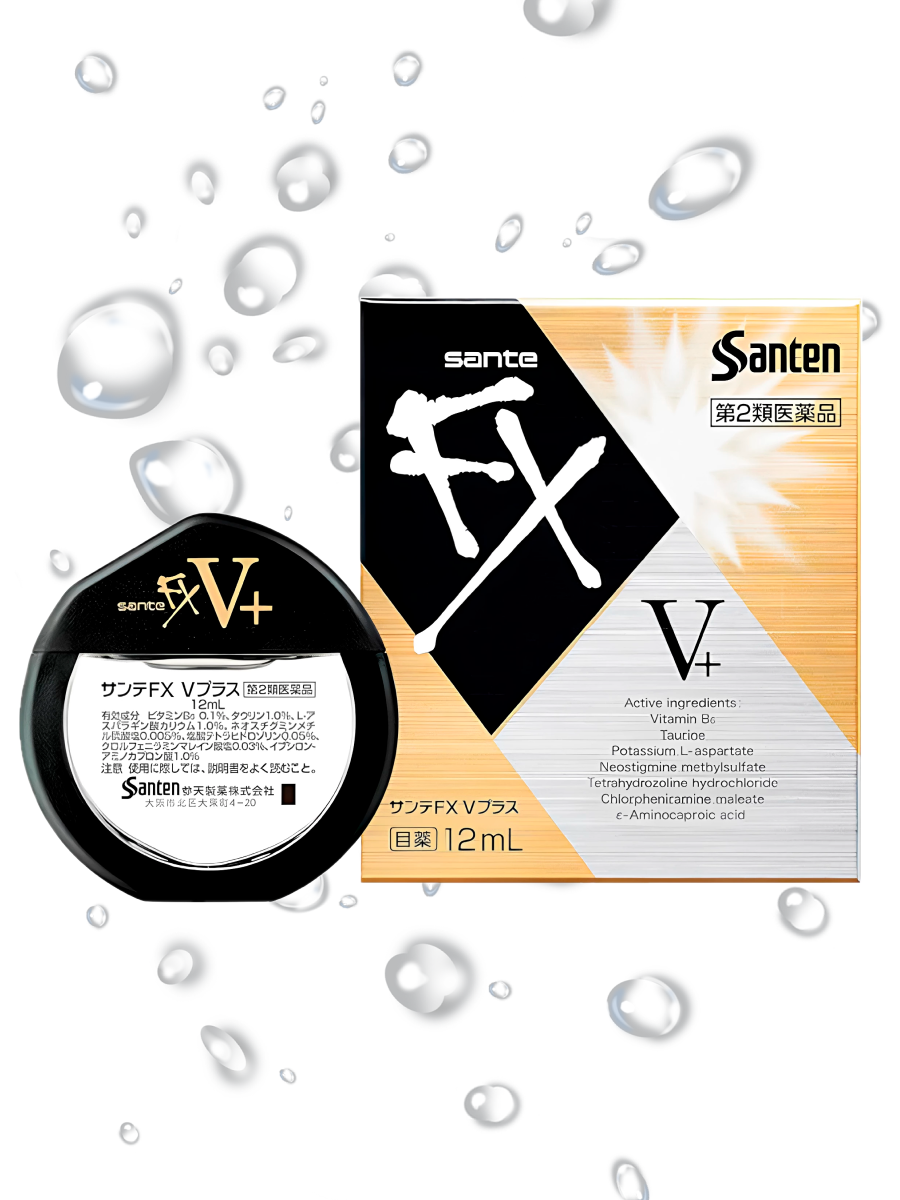 Картинки Освежающие капли для глаз Sante FX V Plus с витаминами, Япония, 12 мл