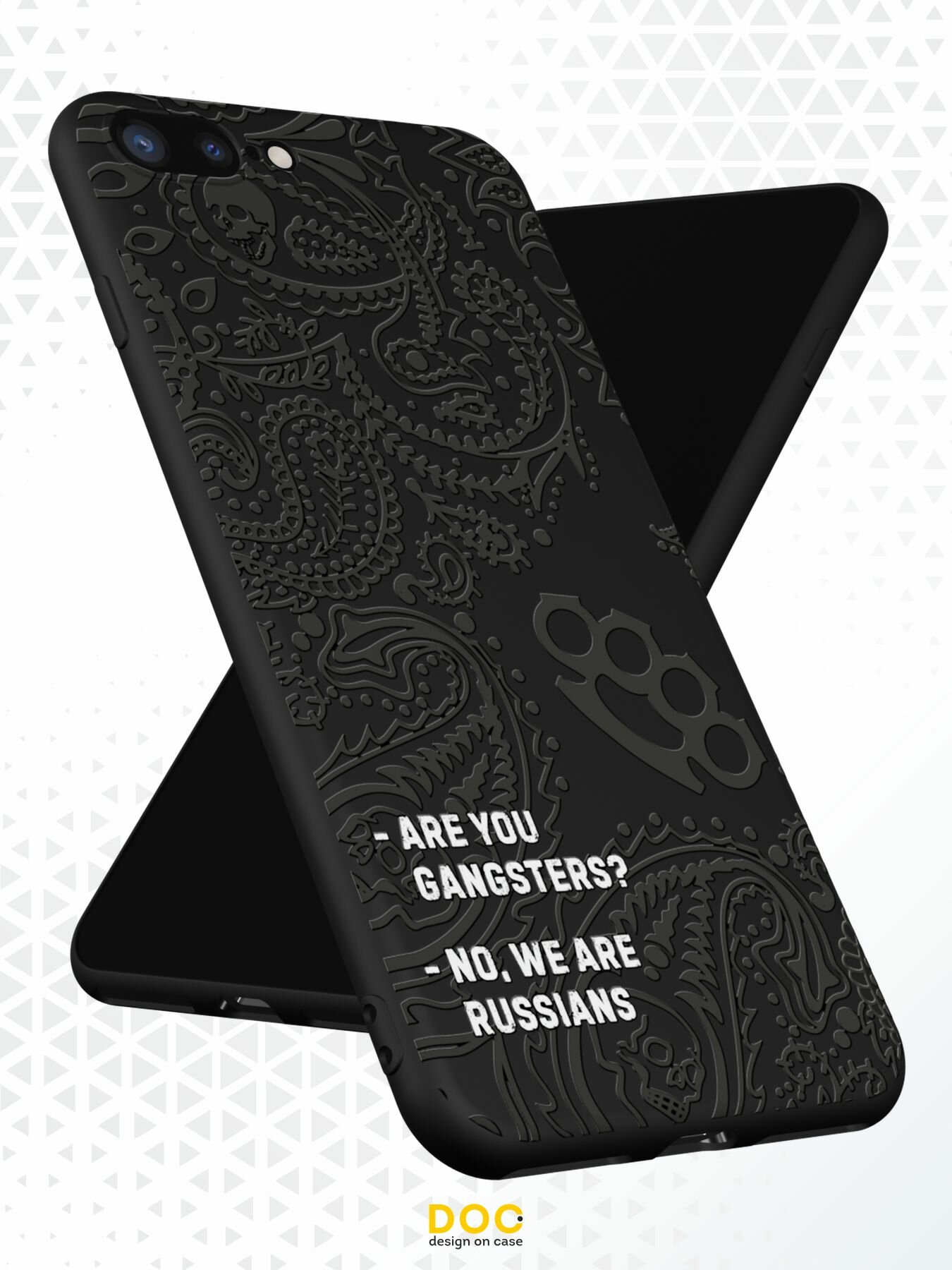 Силиконовый чехол DesignOnCase на iPhone 7 Plus/8 Plus, защита камеры, черный, с принтом Are you gangsters? — фото 1