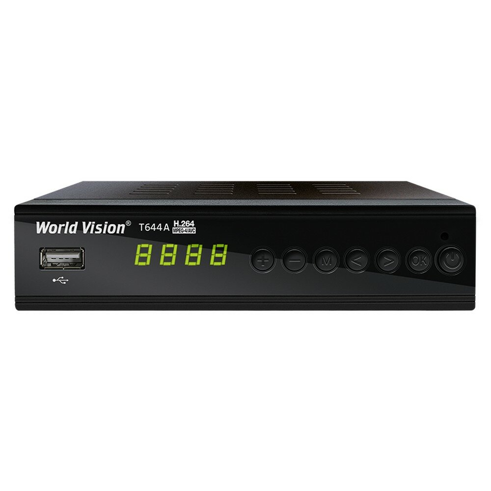 TV-тюнер WORLD VISION T644A FM (T2+C, металл, с дисплеем и кнопками, обучаемый ПДУ)
