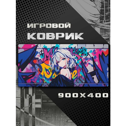 Коврик для мышки большой 900х400 Genshin Impact Игровой коврик для мыши аниме Геншин Импакт голубой 2880₽