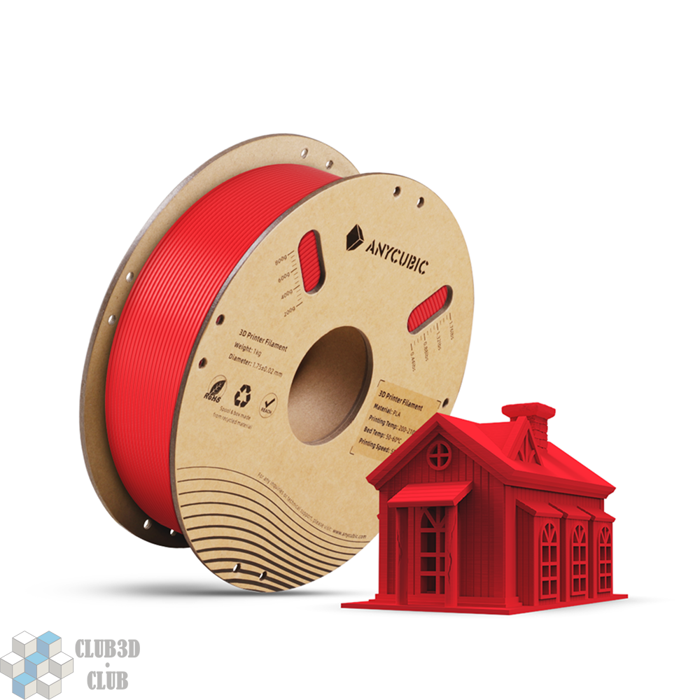 PLA пластик (Filament Пруток) для FDM 3D принтеров CLUB3D Base - Ярко-красный (Bright red)1KG (175мм)