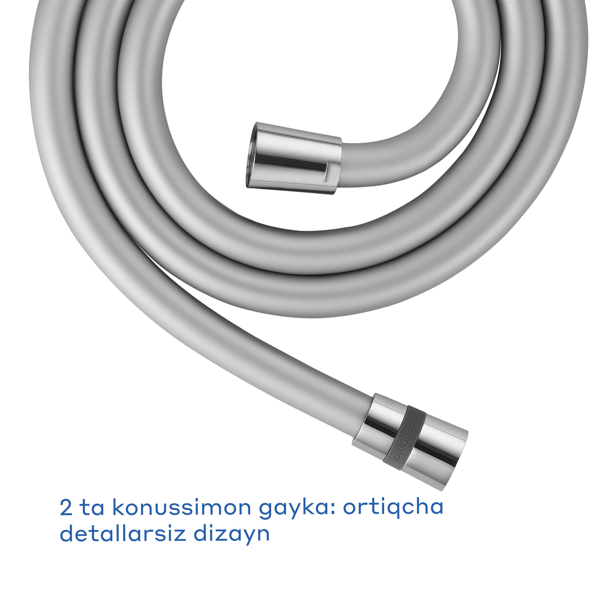 Шланг для душа Pragma, хром, силиконовый, 150 см, HME2. CSI5.007 — фото 1