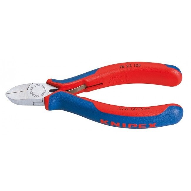 Knipex Бокорезы электромеханика, пружина, без фаски, 125 мм, фосфатированные, 2-комп ручки KN-7622125