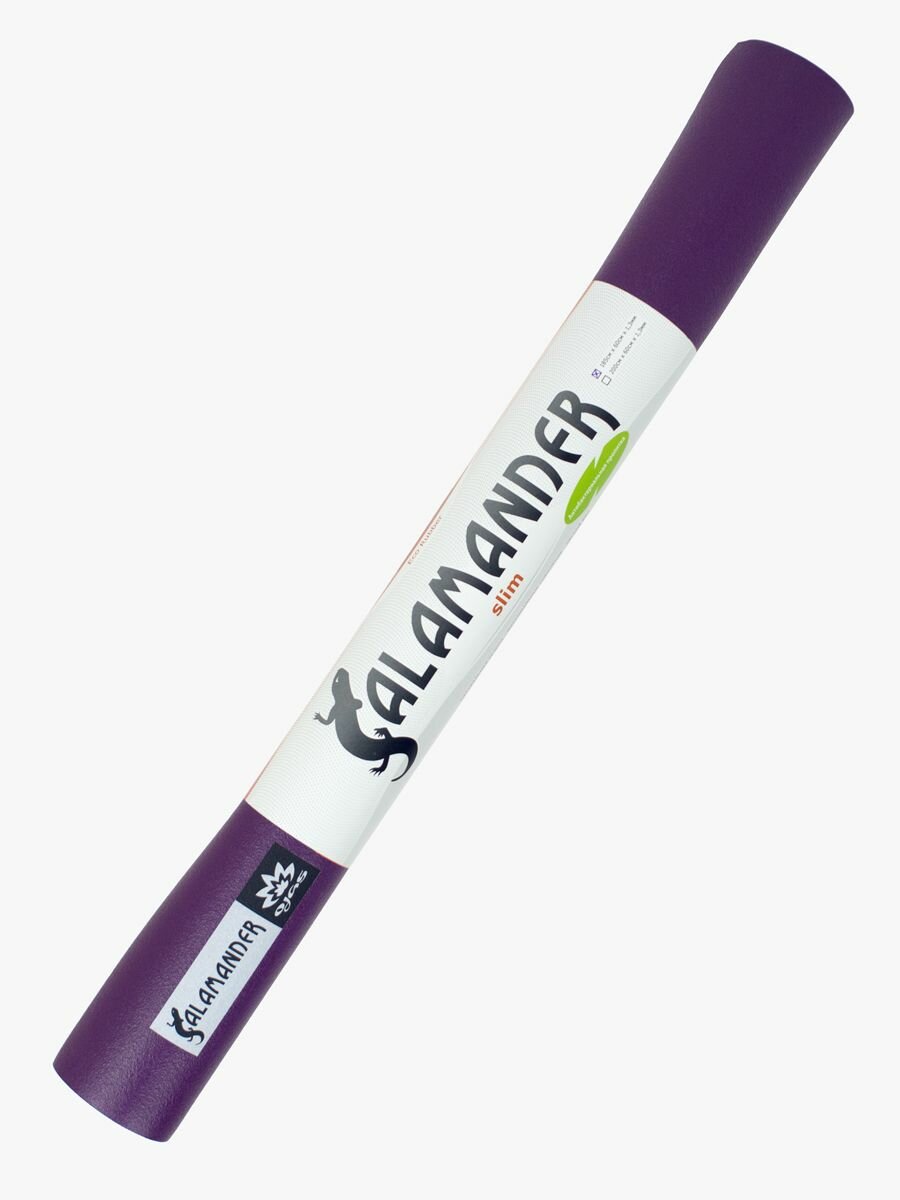 Коврик для йоги и фитнеса Коврик для йоги OJAS "Salamander Slim" (Travel edition) 185 х 60 х 0,13 см, фиолетовый, нескользящий из натуральной резины, каучука