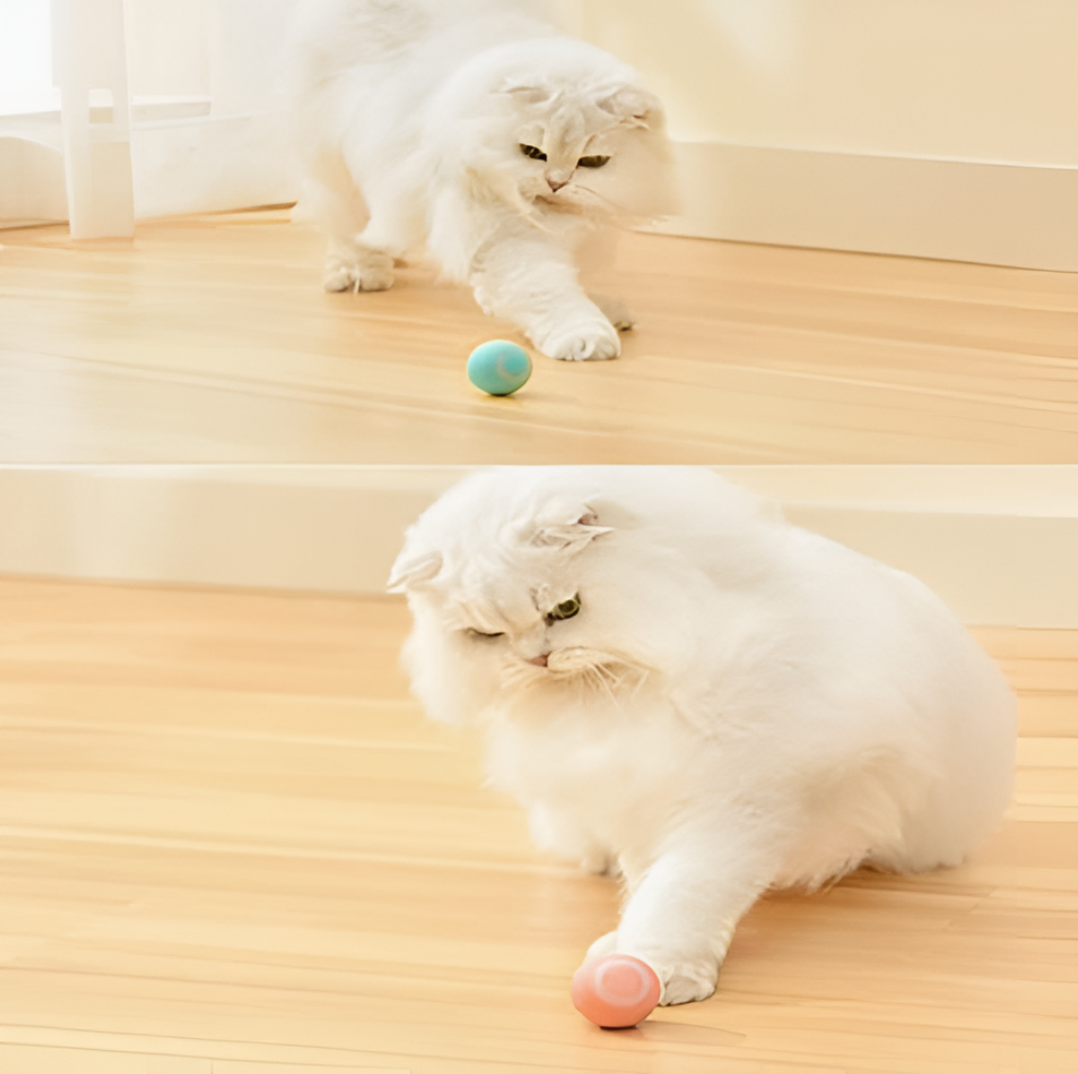 Игрушка для кошек, интерактивный мяч, игрушка дразнилка для котов, 2 режима, зарядка USB в комплекте , розовый — фото 1