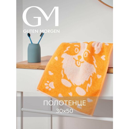фото Полотенце махровое, guten morgen 1 шт. 30х50, корги, хлопок 100%, 450 г/м2