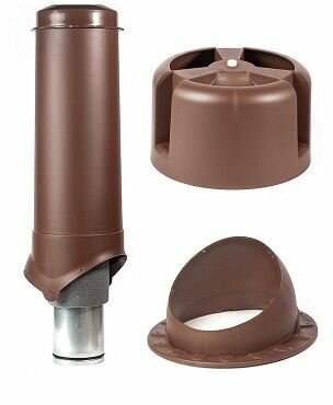 Выход вентиляции 125 h-700 (комплект) RAL 8017 (коричневый), утепленная KROVENT с колпаком и проходным элементом для вентиляции кровли и чердака, под мягкую кровлю