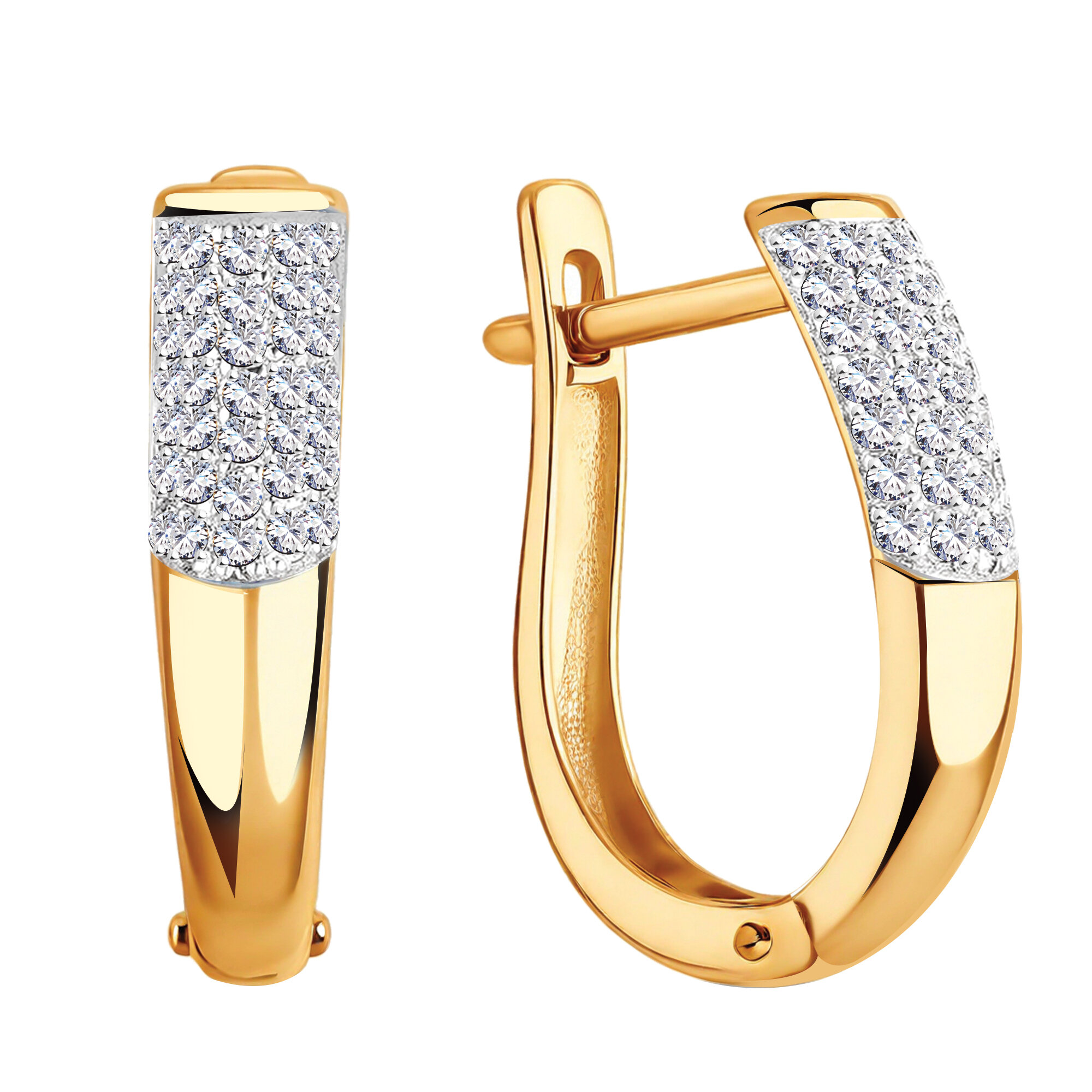 Серьги Diamant online, красное золото, 585 проба, фианит