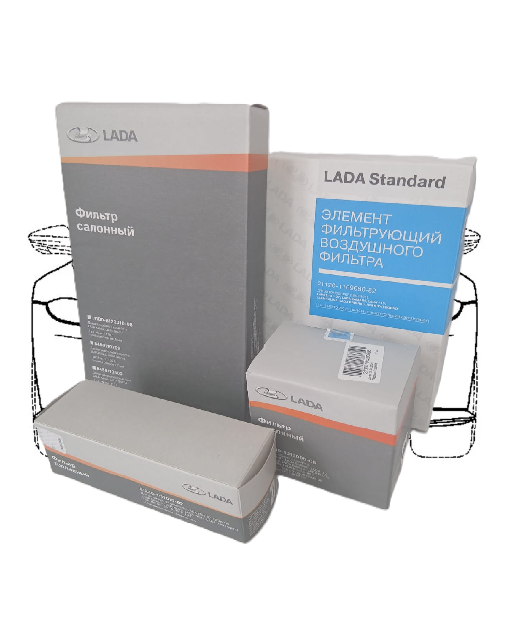 Комплект фильтров BA3, для LADA Granta/Kalina, оригинальные, чёрный