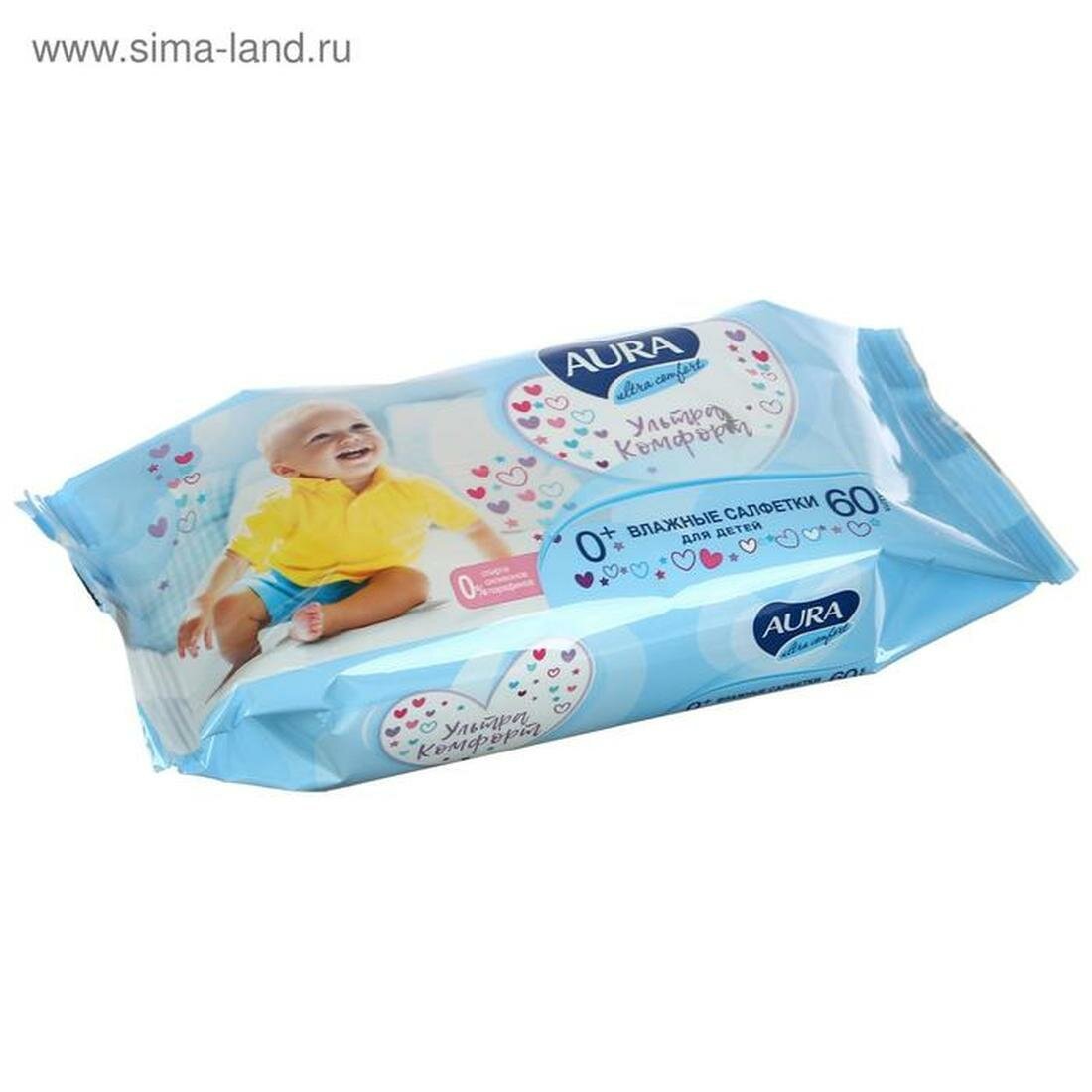 Картинки Влажные салфетки Aura Ultra Comfort, детские, 60 шт в упаковке