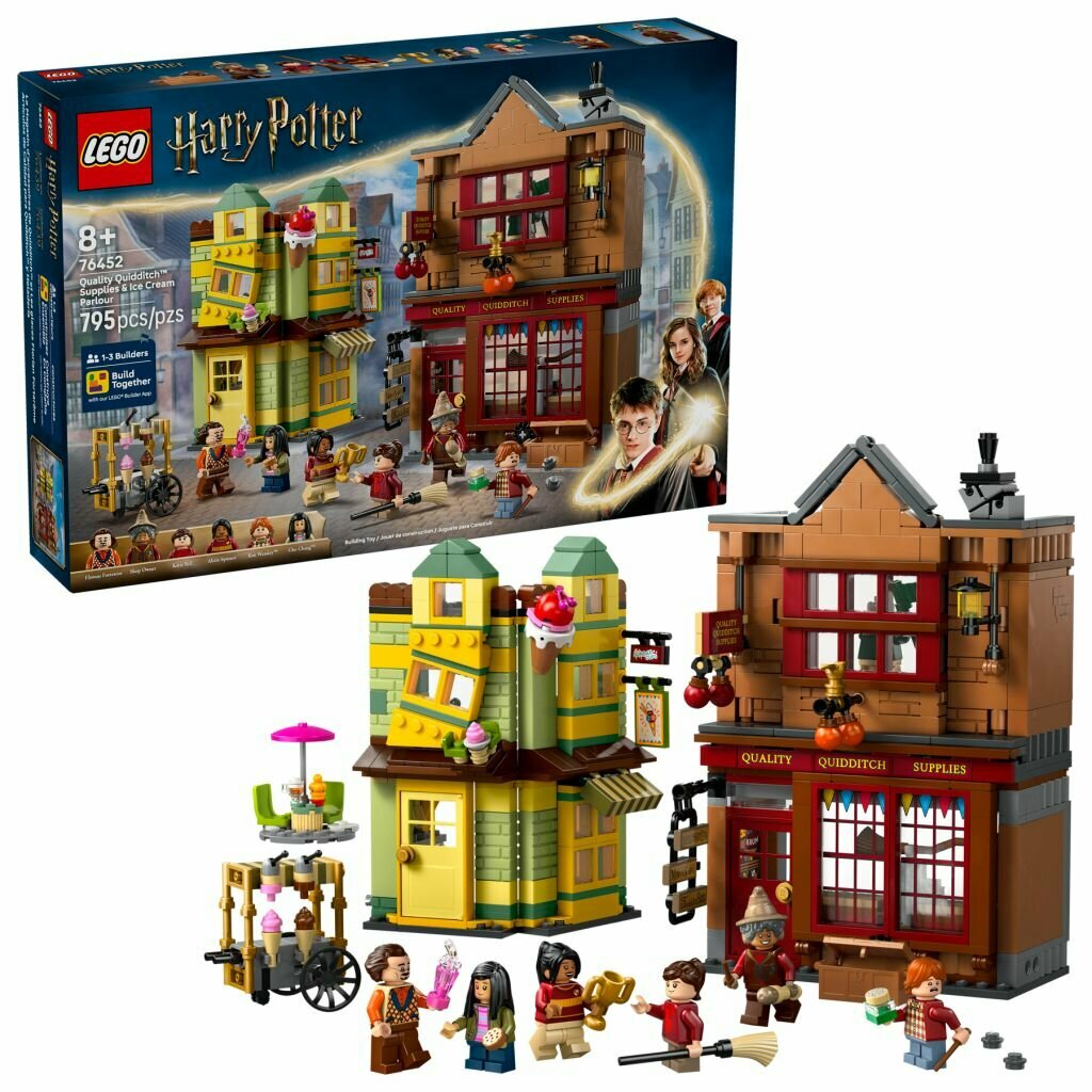 Конструктор LEGO Harry Potter Магазин принадлежностей для квиддича и кафе-мороженое 76452, 795 деталей, от 8 лет
