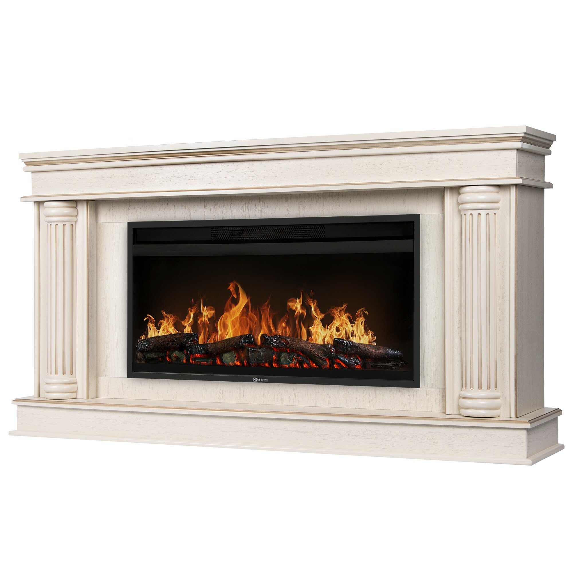 Каминокомплект: Очаг Electrolux EFP/P-3620LS портал Olympia 42/40/36 сл. кость с зол. патиной
