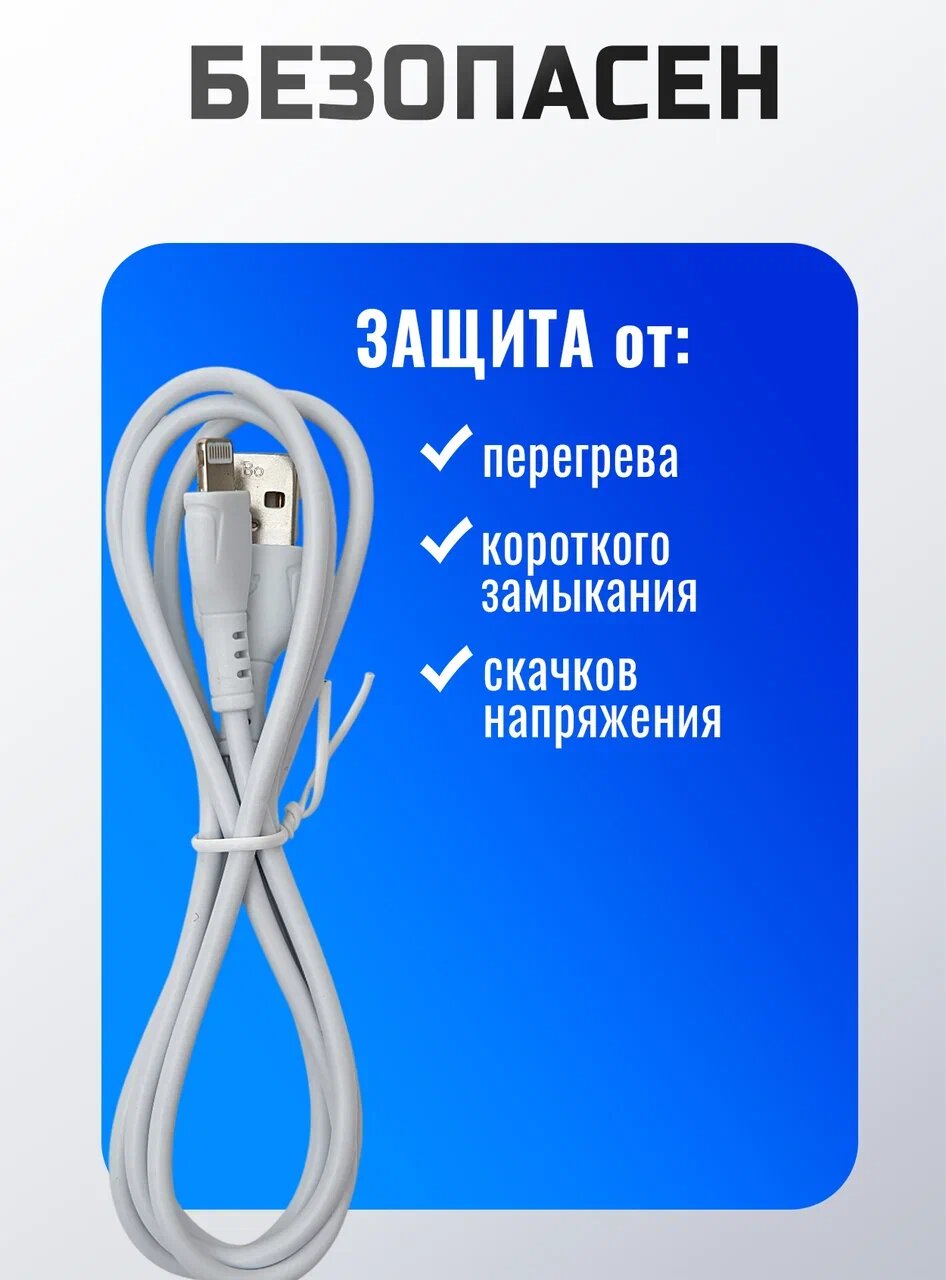 Кабель USB Lightning провод для айфона 11 / 12 / 13 pro max / С быстрой зарядкой кабель iphone / шнур айфон iphone — фото 1