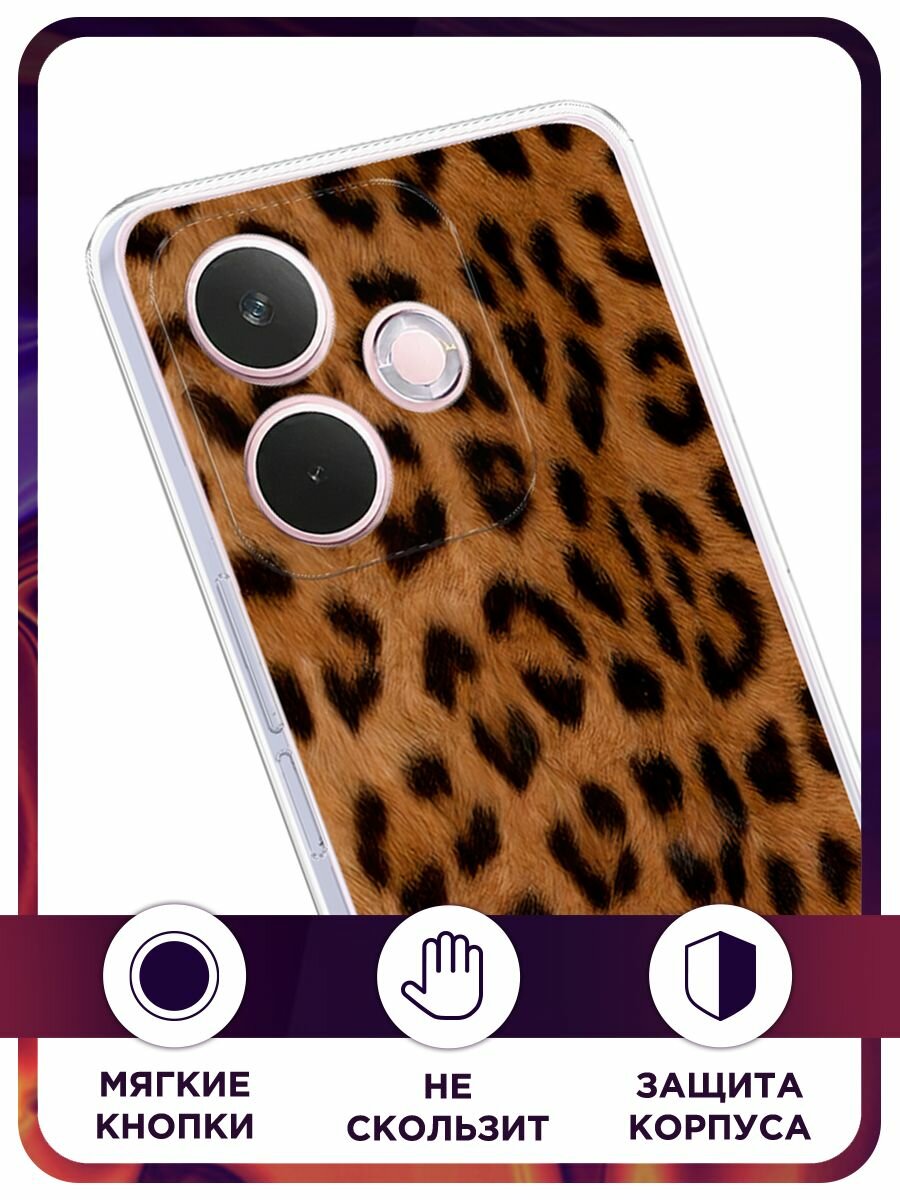 Силиконовый чехол на Oppo A5 Pro / Оппо А5 Про с принтом "Мех леопарда" — фото 1