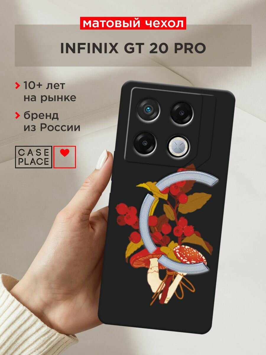 Чехол на Infinix GT 20 Pro / Инфиникс GT 20 Pro с принтом "Рябина с грибами", прозрачный