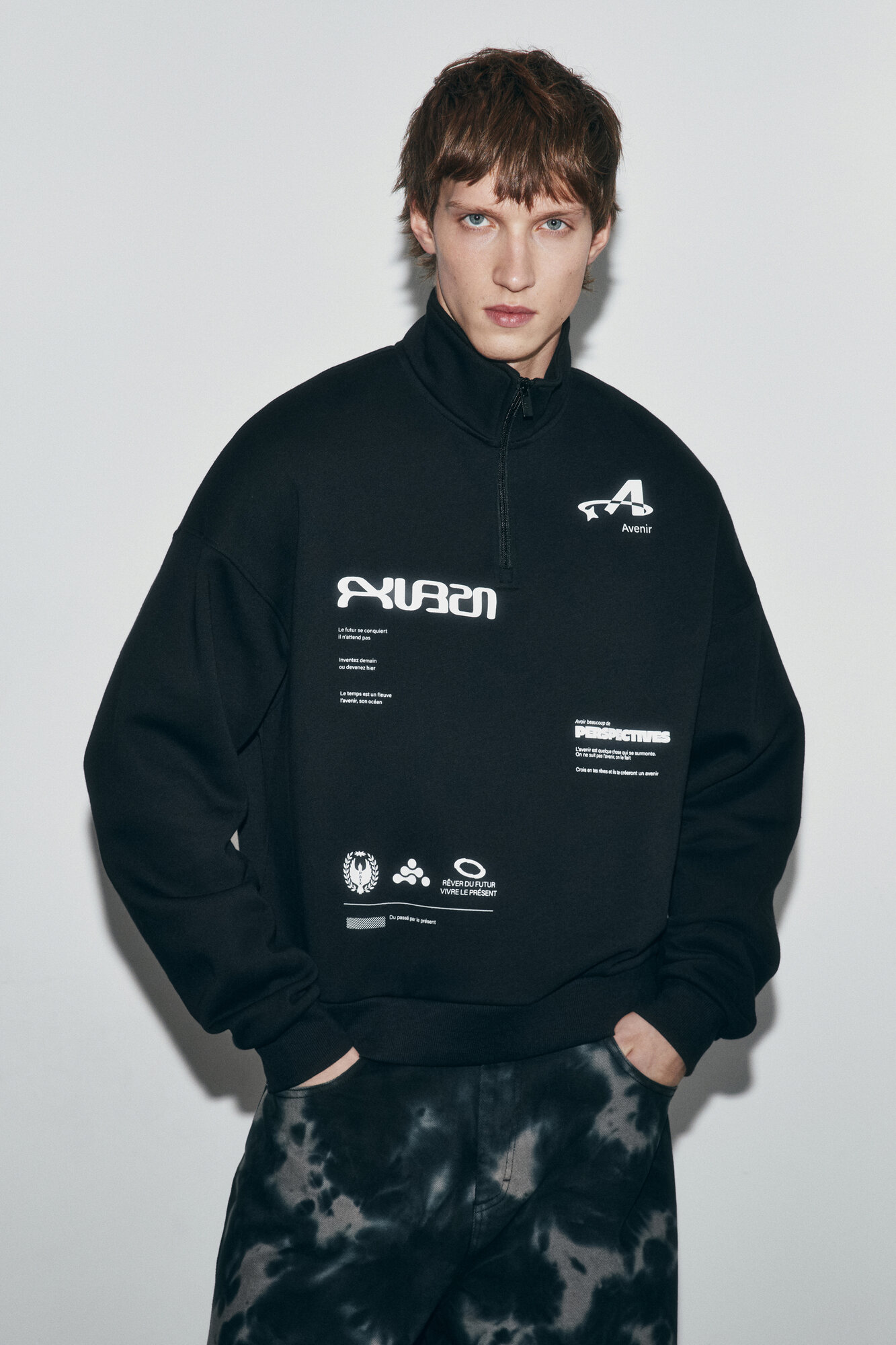 Худи Befree Man Casual, размер L, , черный принт — фото 1