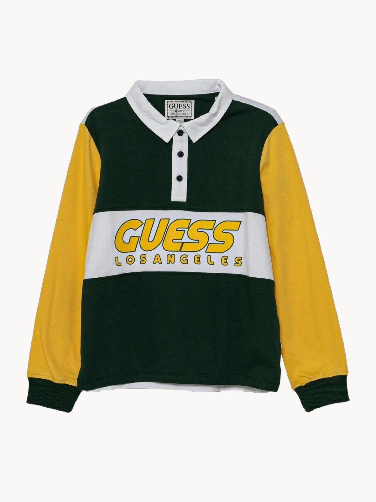 Поло GUESS HEAVY JERSEY LS POLO, размер 16 лет, зеленый