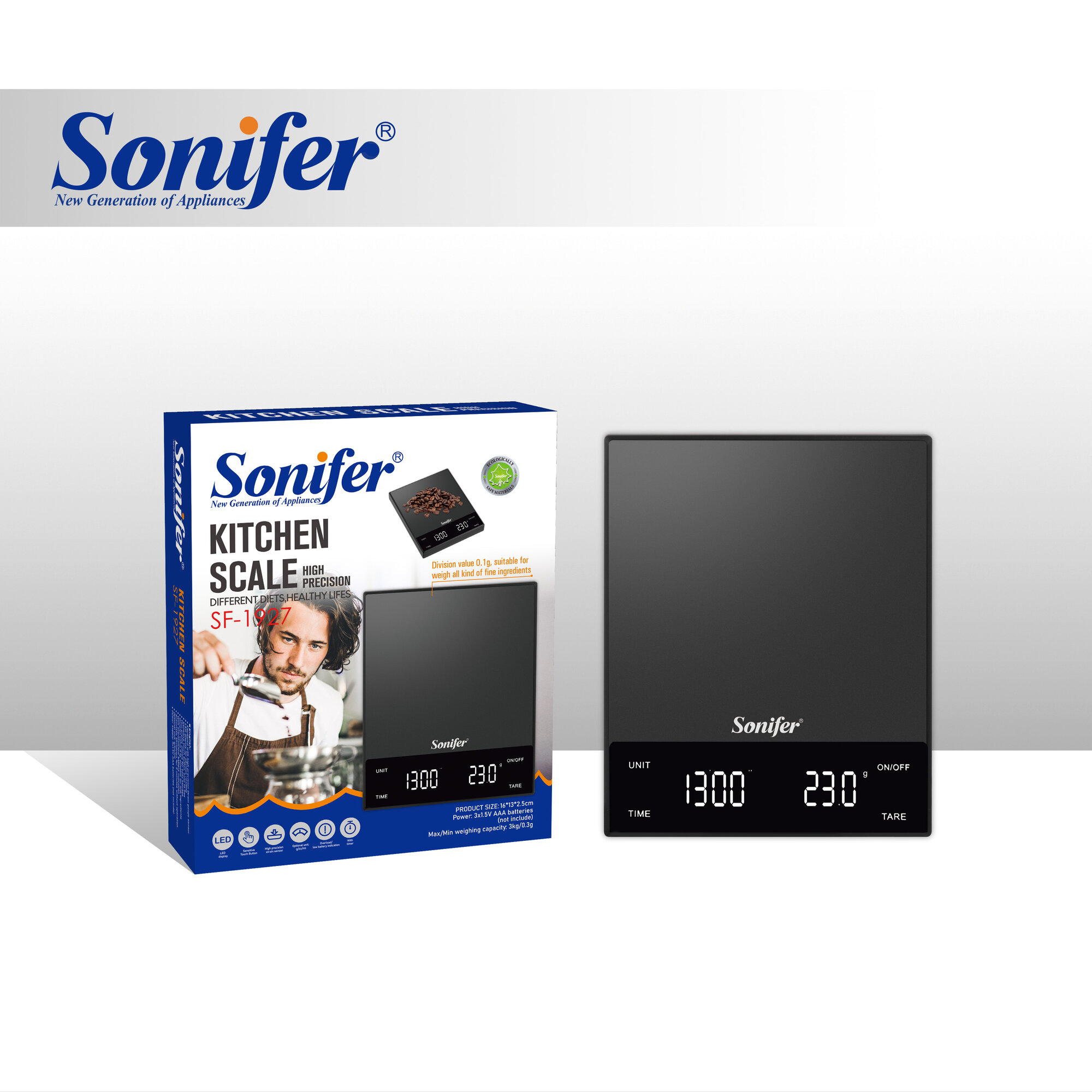 Sonifer SF‑1927 — цифровые кухонные весы от бренда Sonifer, предназначенные для точного взвешивания продуктов на кухне. — фото 1