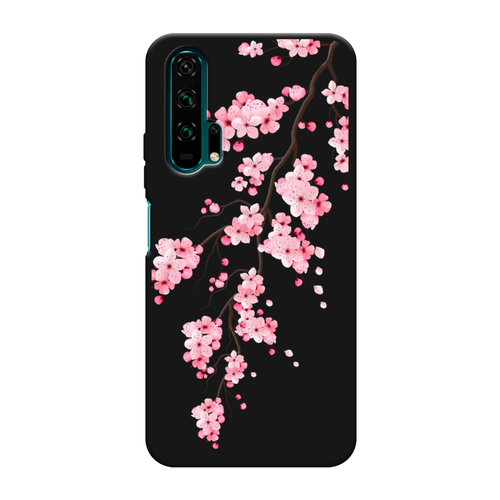 Матовый силиконовый чехол на Honor 20 Pro / Хонор 20 Pro Розовая сакура, черный матовый силиконовый чехол на honor 20 pro хонор 20 pro розовая цветочная рамка черный