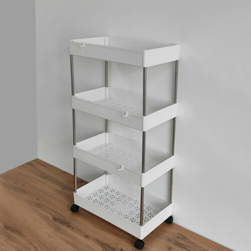 Этажерка пластиковая 4-х ярусная на колесах