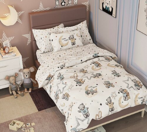 Изображение товара Комплект постельного белья Велли СЛ-163С/МШ-БЖ для новорожденных, сатин