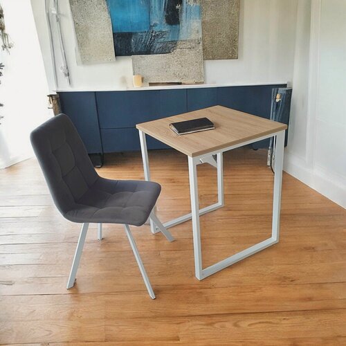 Изображение товара Игровой компьютерный стол/ Лофт, 60*60 см, цвет столешницы Дуб Сонома, Ножки лофт белые