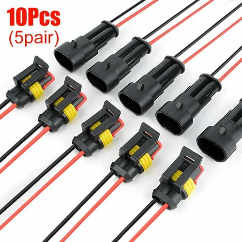 Водонепроницаемые автомобильные разъемы 2-контактные 101220 шт 10pcs5 pairs 373₽