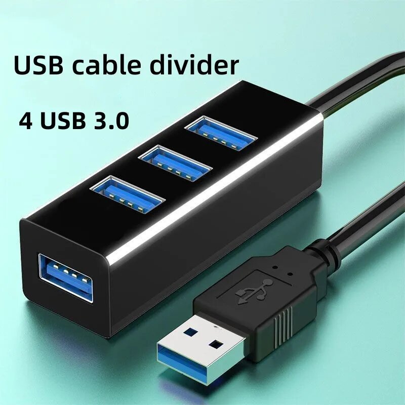 4 порта USB 3,0 Hub Высокоскоростной USB C HUB удлинитель Multi Splitter адаптер OTG для ПК ноутбука Windows Vista компьютерные аксессуары, Balck, 120cm — фото 1