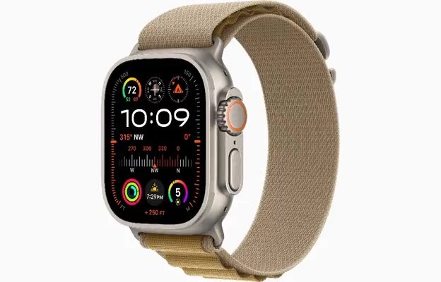 Умные часы Apple Watch Ultra 2 49 мм (2024) Natural Titanium Case GPS + Cellular, Tan Alpine Loop, размер ремешка S (Вторая версия) — фото 1