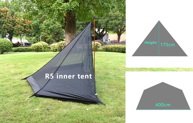 Палатка AricXi 5 человек ультралегкая 20D нейлон Черный, R5 inner tent