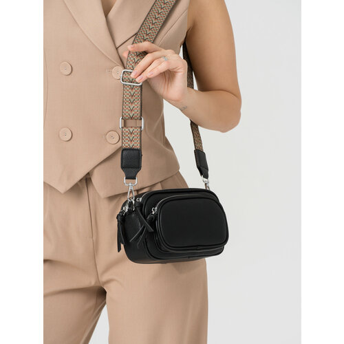 Сумка кросс-боди CARLOTTY, фактура гладкая, зернистая, черный