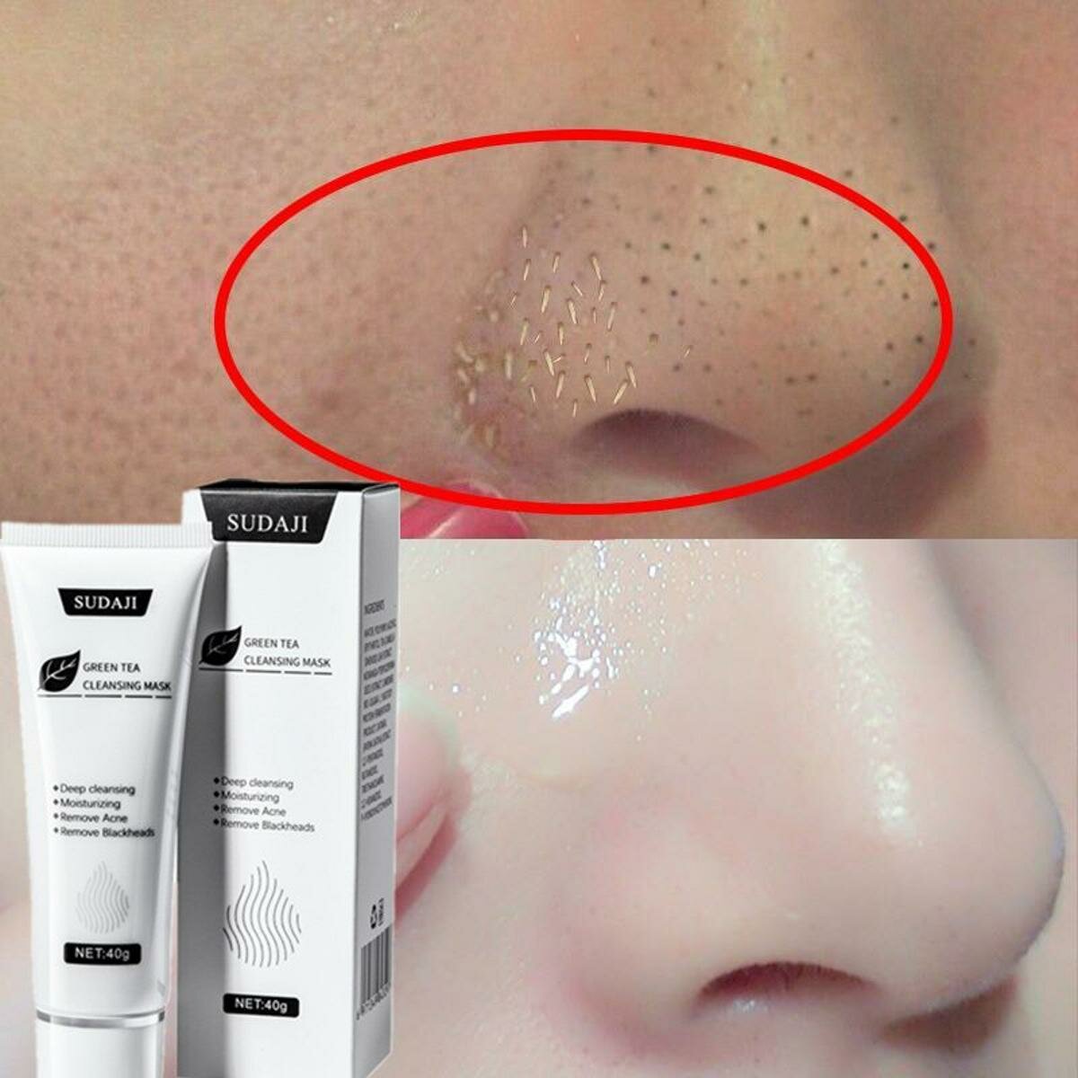 40 г SUDAJI Original Face Skin Care Green Tea Gel Mask Nose Blackhead Remover Deep Cleansing Shrink Pore Acne Treatment Cream