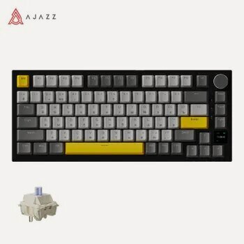 Изображение товара Ajazz Игровая клавиатура беспроводная AK820 RU, Английская раскладка, черно-серый, желтый
