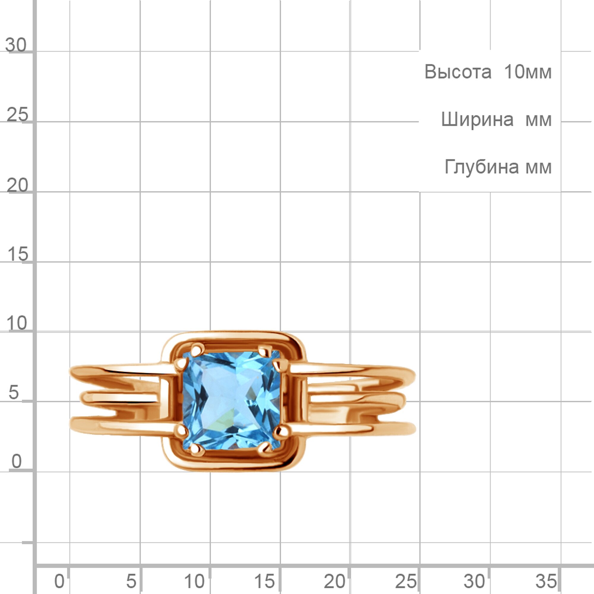 Кольцо Diamant online, серебро, 925 проба, золочение, топаз, размер 18 — фото 1