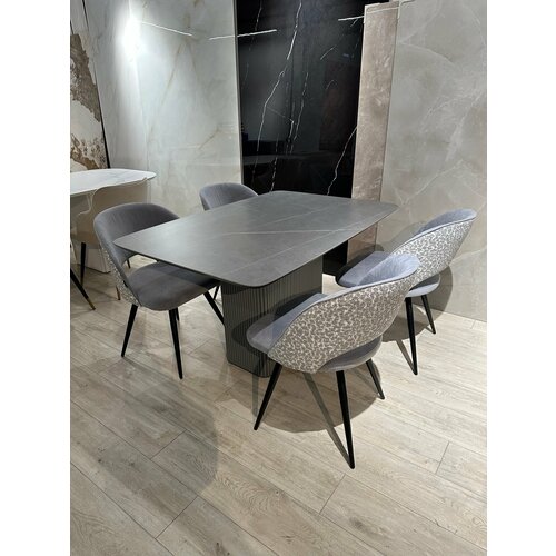 фото Стол кухонный mesa design tuberia 2.0, 120х90 см, керамогранит, серый, подстолье металл
