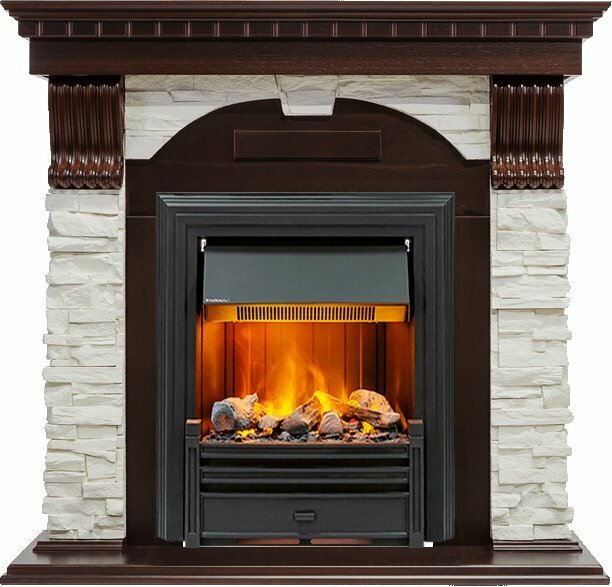 Каминокомплект Dimplex Dublin - Темный дуб / Сланец белый с очагом Brookline Black