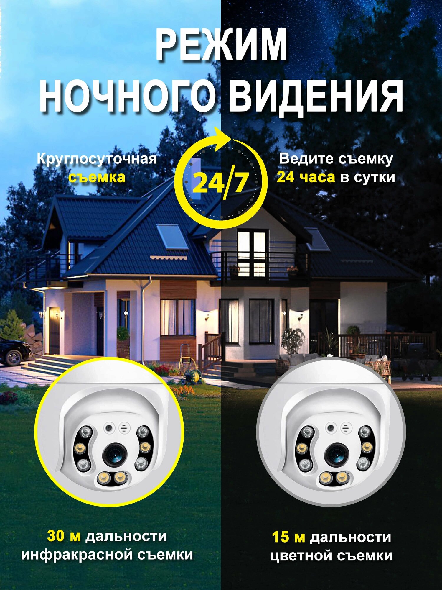 Оригинал ! Говорить На русском Языке! Камера видеонаблюдения беспроводная WiFi, датчик движения, ИК-подсветка — фото 1
