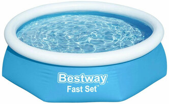 Бассейн BESTWAY Fast Set, голубой, надувной, круглый, 244см х 61см, 1880 л