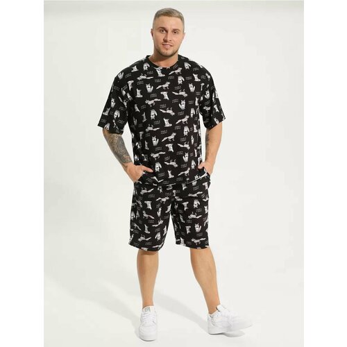 фото Костюм спортивный lovetex.store базовая коллекция, размер 48-50, черный, серый