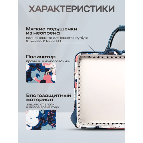 фото Сумка для ноутбука 15.6, 16 и 17 дюймов kinmac с ремнем на плечо и множеством дополнительных кармашков (цветы)