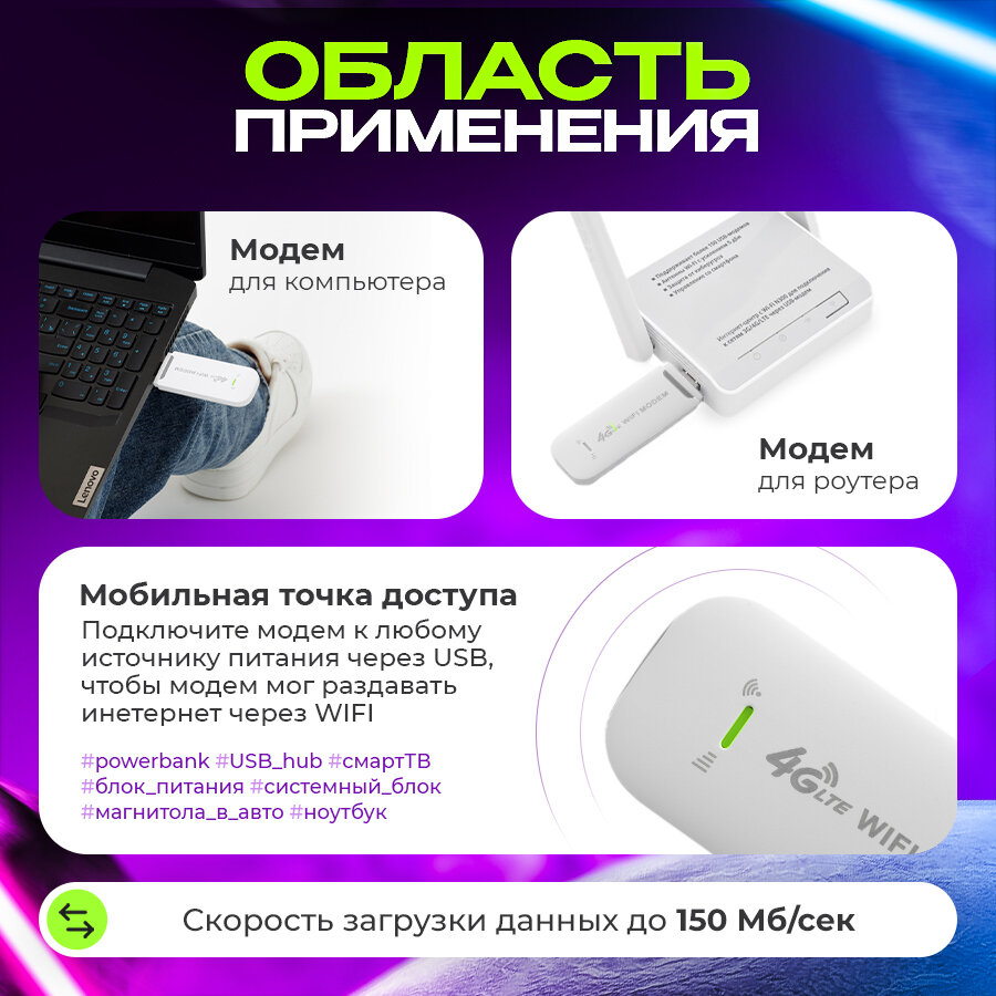 Беспроводной модем 3G 4G LTE usb + WI-FI роутер Любой оператор White TianJie 4G Pro Series X точка доступа для раздачи интернета, белый — фото 1