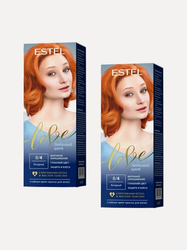 Изображение товара ESTEL Стойкая крем-краска LOVE, тон 8/4 Янтарный (набор, 2шт.)