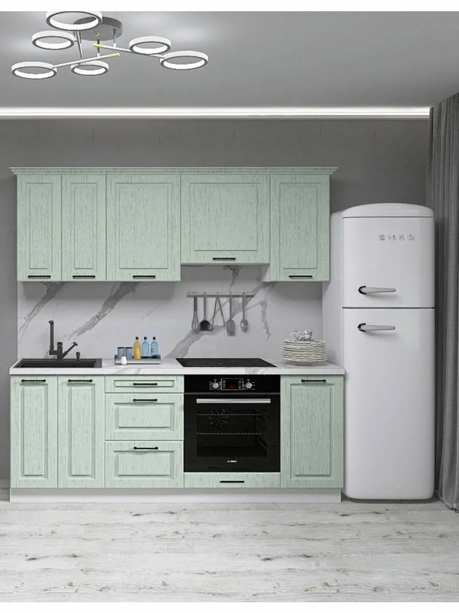 Кухонный гарнитур Шервуд 2.1 м мебель для дома и кухни Белый / Шато мята