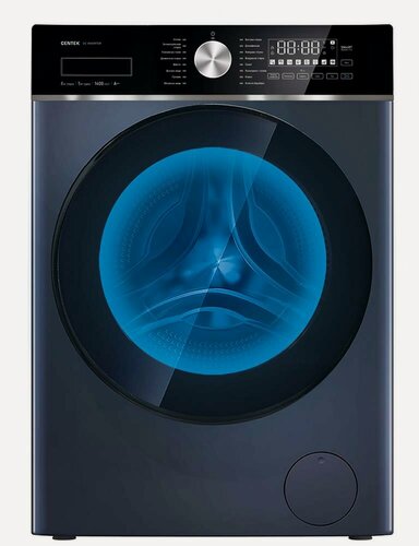 Изображение товара Стиральная машина CENTEK CT-1956, с сушкой, с функцией пара, инверторный двигатель, макс. загрузка 8.00 кг, темно-серый, черный